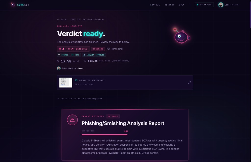 Verdict header & confidence